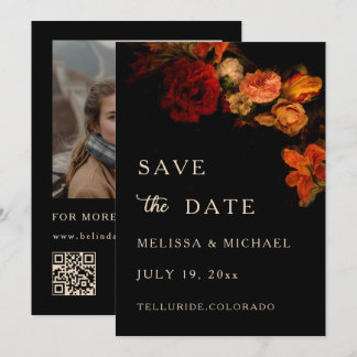 Fine Art Flowers Dark Wedding Save The Date