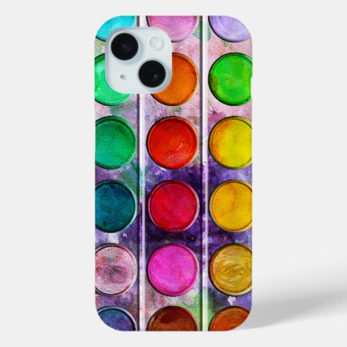 Fine art fun colorful paint color box iPhone 15 case
