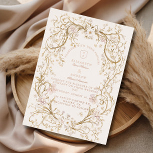 Fine Art Gold Floral Timeless Wedding Foil Invitation
