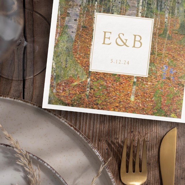 Fine Art Gustav Klimt Forest Nature Wedding Paper Dinner Napkins (Creator Uploaded)