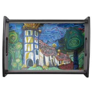 Fine art inspired by Hundertwasser Serving Tray