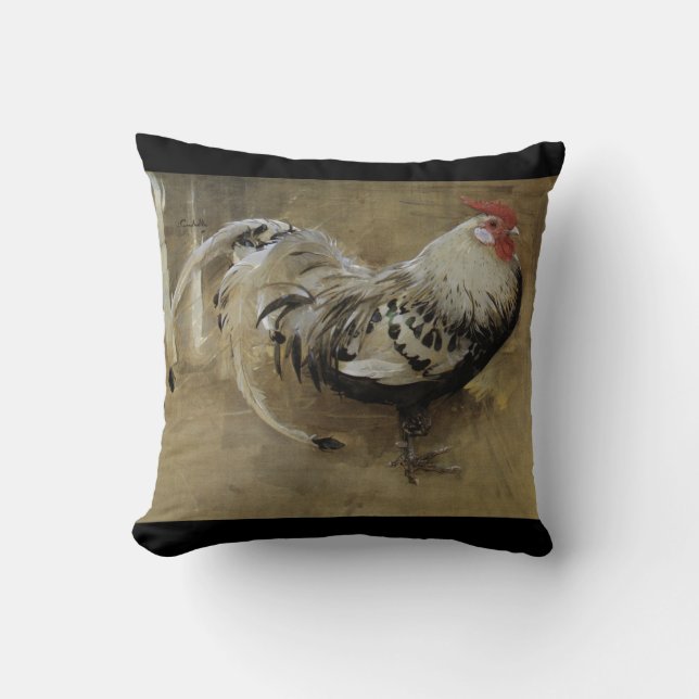 Fine Art Joseph Crawhall "Spangled Cockerel" Throw Pillow (Front)