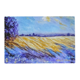 Fine art landscape impressionist art purple gold placemat