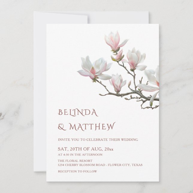 Fine Art Magnolia Casual Wedding Invitation (Front)