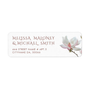 Fine Art Magnolia Flowers Wedding Label