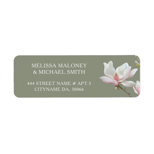 Fine Art Magnolia Flowers |  Wedding Label (Front)
