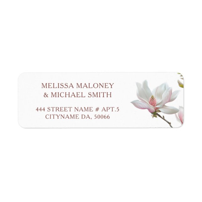 Fine Art Magnolia Flowers |  Wedding Label (Front)