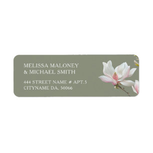 Fine Art Magnolia Flowers Wedding Label