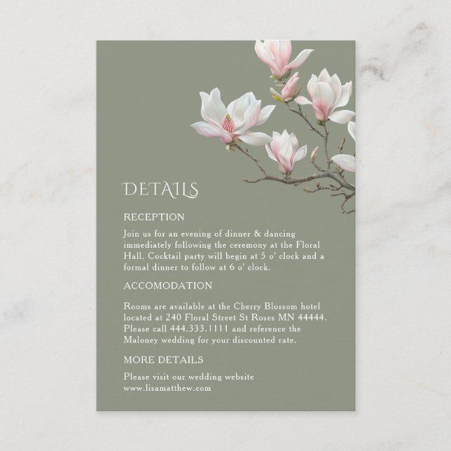 Fine Art Magnolia Wedding Enclosure Card (Front)