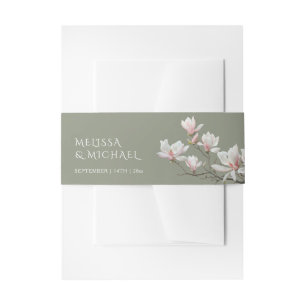 Fine Art Magnolia Wedding Invitation Belly Band