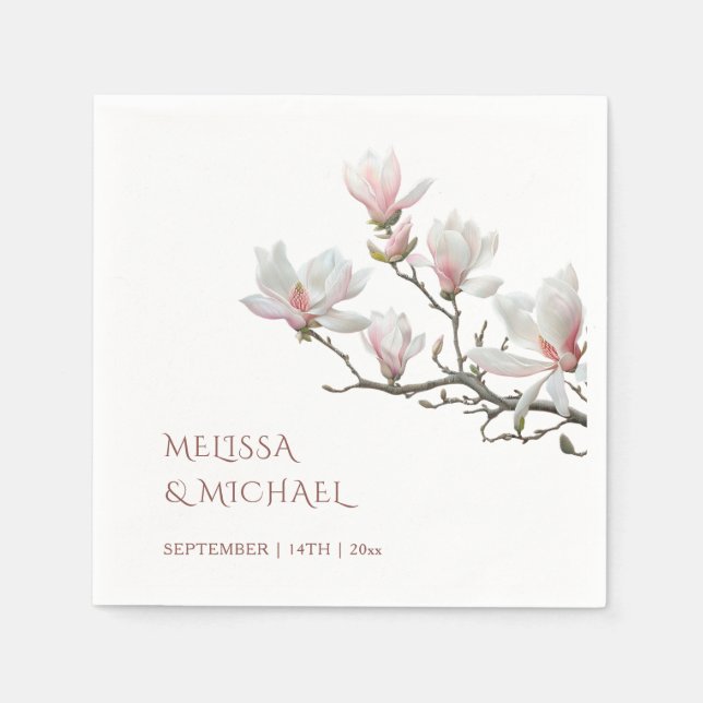 Fine Art Magnolia Wedding  Napkins (Front)