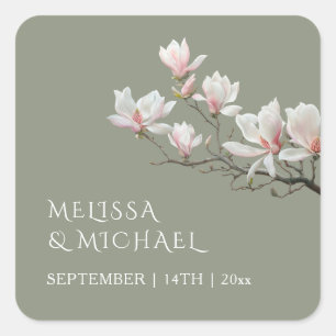 Fine Art Magnolia Wedding  Square Sticker