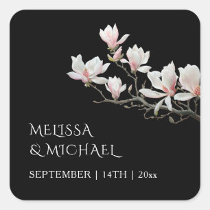 Fine Art Magnolia Wedding Square Sticker