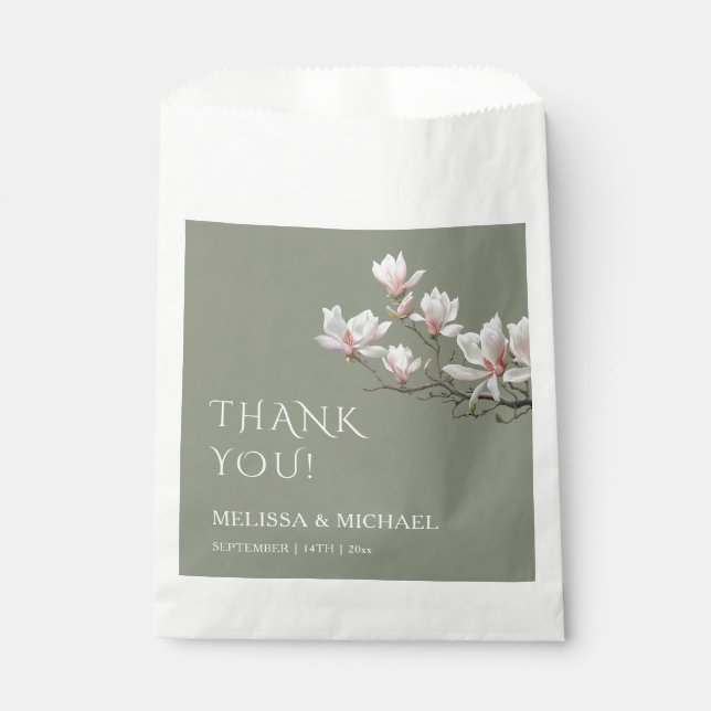 Fine Art Magnolia Wedding Thank You Favor Bag (Front)