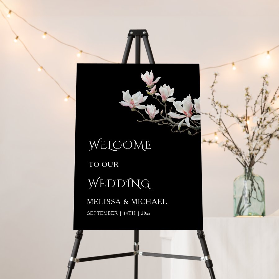 Fine Art Magnolia Wedding Welcome Foam Board