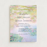 Fine Art Monet Water Lilies Wedding Invitation<br><div class="desc">This fine art wedding invitation is inspired by classic Monet water lilies and old oil paintings on canvas. Soft brushstrokes, painterly texture, and romantic pastel tones create an elegant, timeless look perfect for an artistic, garden, or estate wedding. Ideal for couples who love fine art, impressionist paintings, and refined, museum-inspired...</div>