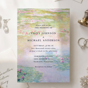 Fine Art Monet Water Lilies Wedding Invitation