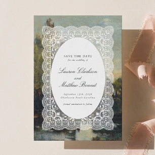 Fine Art Moody Lake and Lace Save the Date