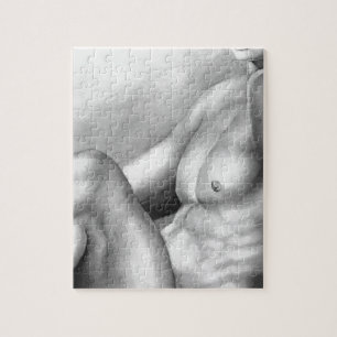 Fine Art Muscular Male Torso Charcoal Sketch Jigsaw Puzzle