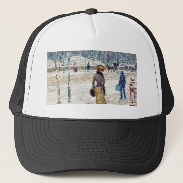 Fine Art New York Street (1902)by Frederick Hassam Trucker Hat (Front)