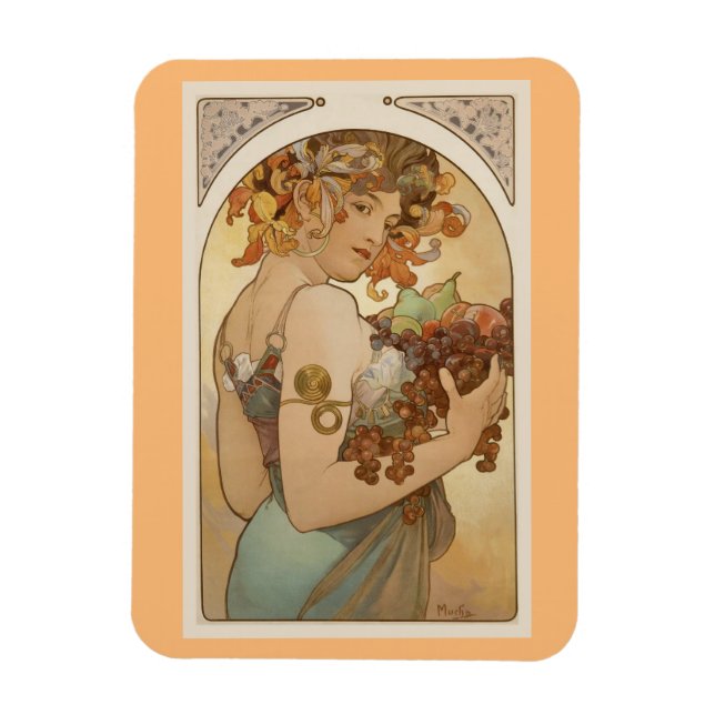 Fine Art Nouveau Jugendstil Alfons Mucha fruit Magnet (Vertical)