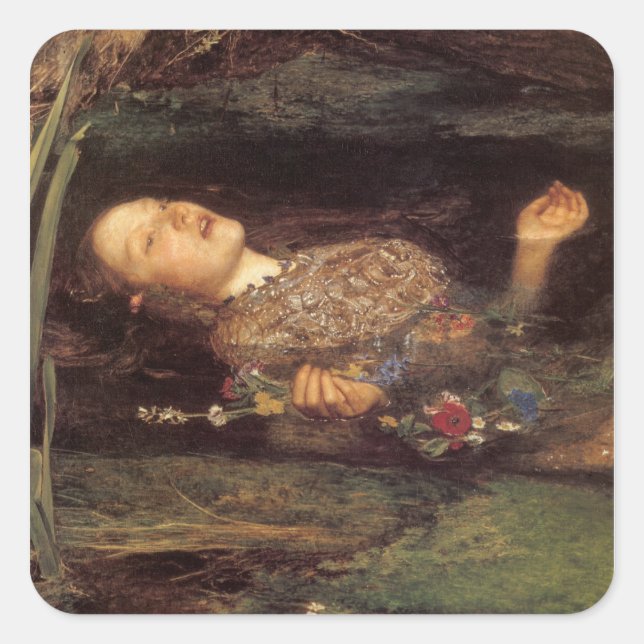 Fine art Ophelia painting Square Sticker (Front)