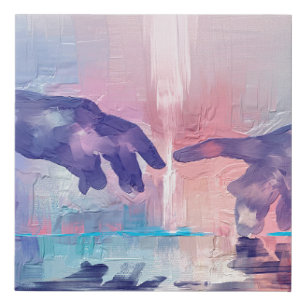 Fine art painting, surrealistic hand painted hands faux canvas print