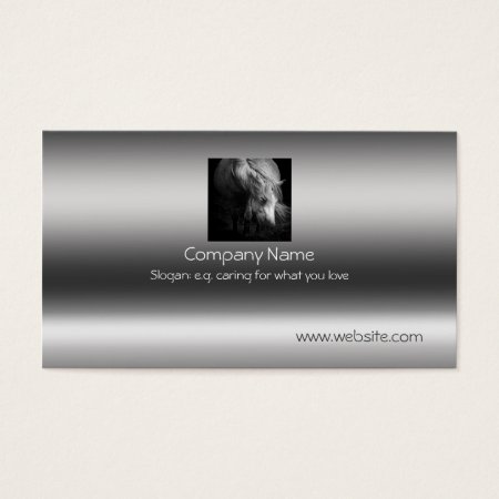 Fine Art Pony Head and Mane on metallic-effect Business Card