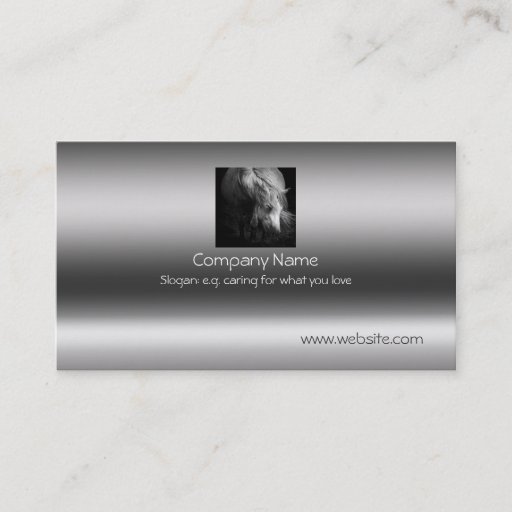 Customizable Fine Art Pony Head and Mane on metallic-effect Business Cards