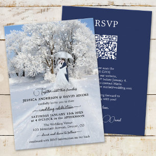 Fine Art QR Code Winter Wonderland Wedding Invitation