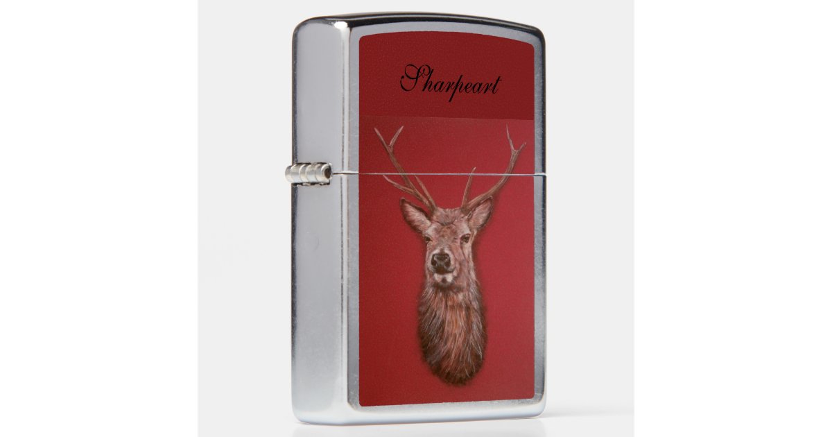 Fine Art red Deer Stag Zippo Lighter Zazzle