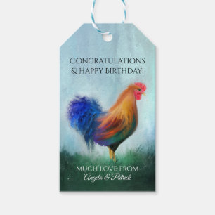 Fine Art Rooster Painting Congratulations Gift Tag