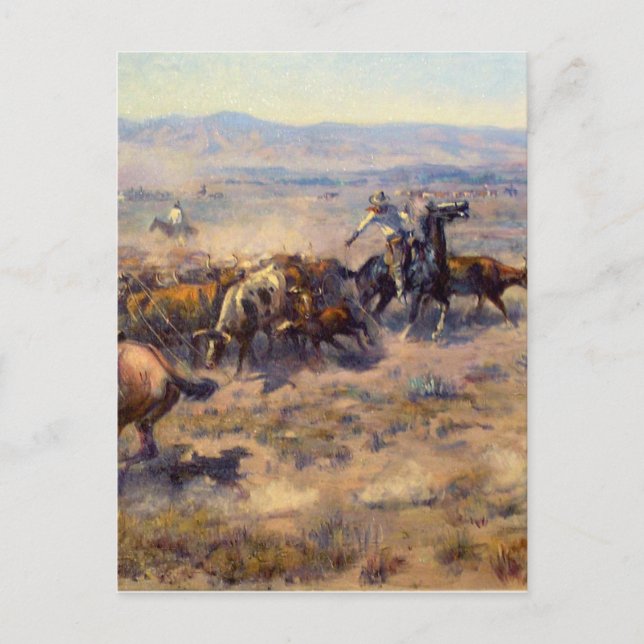 Fine Art Roundup by Charles Marion Russell Postcard (Front)