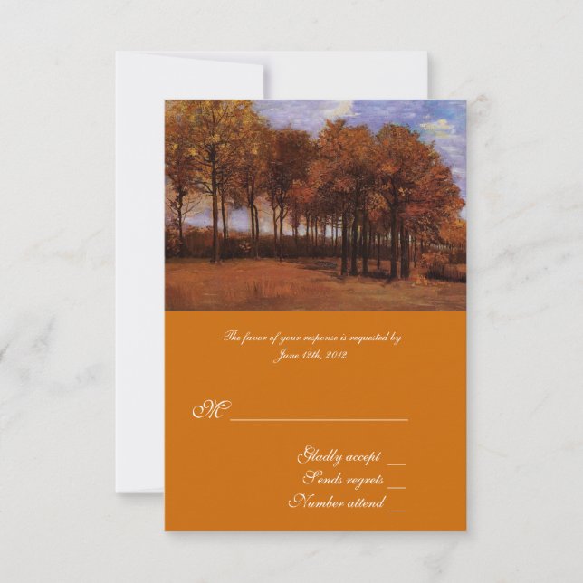 Fine art RSVP cards for fall weddings. (Front)