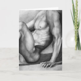 Fine Art Sketch Of Muscular Male Bodybuilder Card