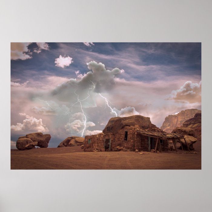 Fine Art Southwest Desert Lightning Landscape Poster