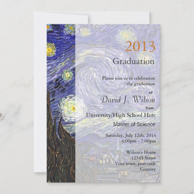 Fine art Starry Night graduation party Invitation (Front)