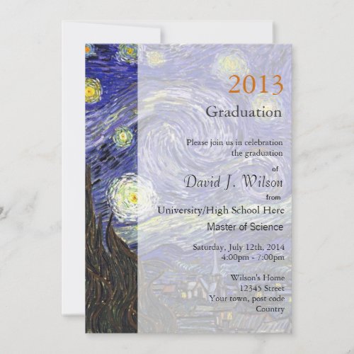 Fine art Starry Night graduation party Personalized Invitation