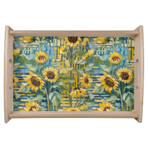 Fine art sunflower serving tray