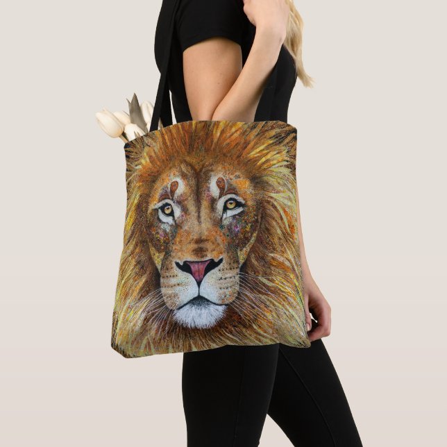 Fine art textile lion. Tote bag  (Close Up)