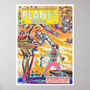 FINE ART VINTAGE 1960 PULP MAGAZINE POSTER