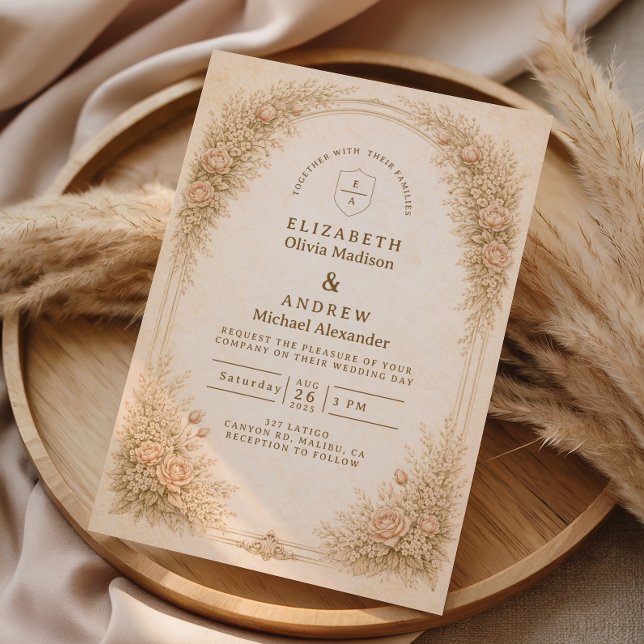 Fine Art Vintage Wildflower Wedding Invitation (Creator Uploaded)