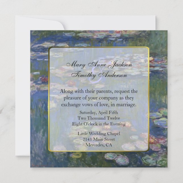 Fine Art Water Lilies Wedding Invitation (Front)