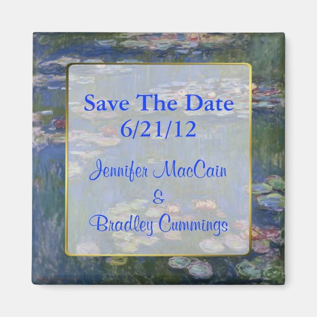 Fine Art Water Lilies Wedding Save the Date Magnet (Front)