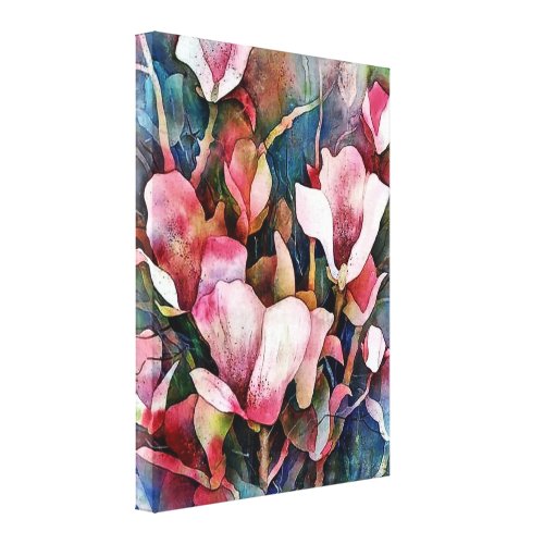 Fine Art Watercolor Painting of Rich Flowers Canvas Print