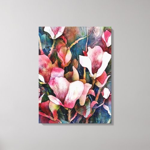 Fine Art Watercolor Painting of Rich Flowers Canvas Print