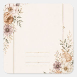 Fine Art Wedding Invitation with Romantic Painted Square Sticker