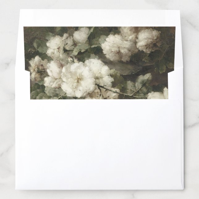 Fine Art White Flowers Wedding Envelope Liner (In Envelope)