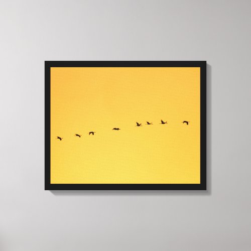 Fine Art Wildlife Photography cranes at sunset Canvas Print