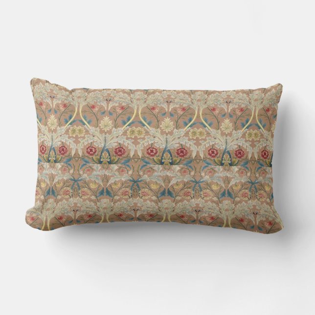 Fine Art William Morris Floral Embroidery Lumbar Pillow (Front)